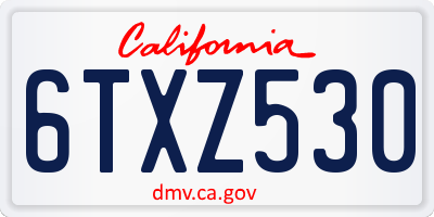 CA license plate 6TXZ530