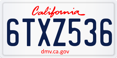 CA license plate 6TXZ536