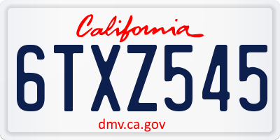 CA license plate 6TXZ545