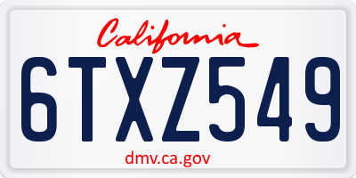 CA license plate 6TXZ549