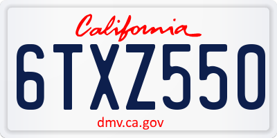 CA license plate 6TXZ550