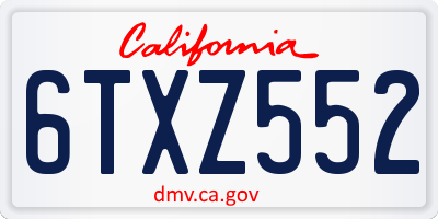 CA license plate 6TXZ552