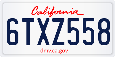 CA license plate 6TXZ558