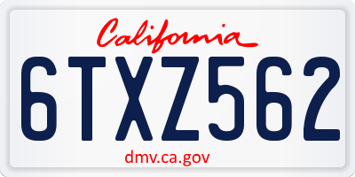 CA license plate 6TXZ562