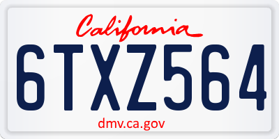 CA license plate 6TXZ564