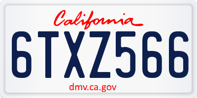 CA license plate 6TXZ566