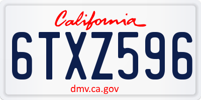 CA license plate 6TXZ596