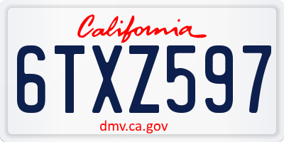 CA license plate 6TXZ597