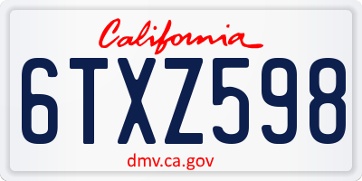 CA license plate 6TXZ598