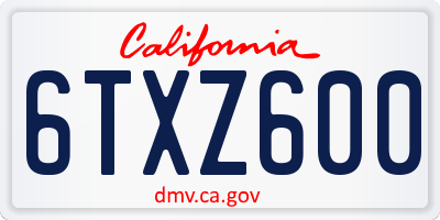 CA license plate 6TXZ600