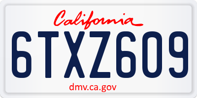 CA license plate 6TXZ609