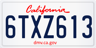 CA license plate 6TXZ613