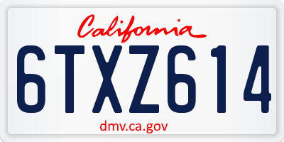 CA license plate 6TXZ614