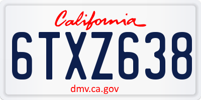 CA license plate 6TXZ638