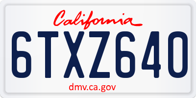 CA license plate 6TXZ640