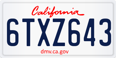 CA license plate 6TXZ643