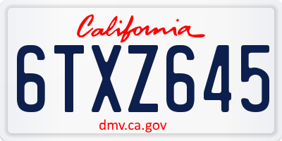 CA license plate 6TXZ645