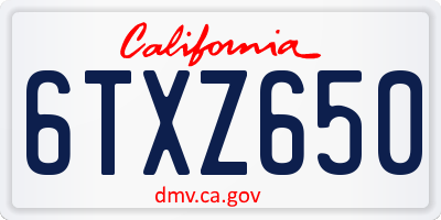 CA license plate 6TXZ650