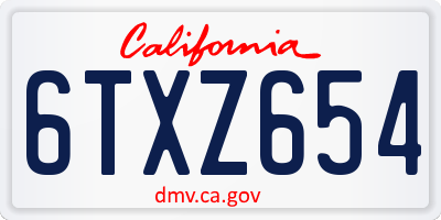 CA license plate 6TXZ654