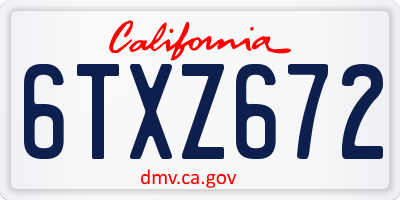 CA license plate 6TXZ672