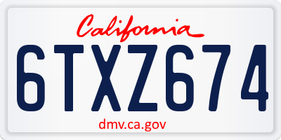 CA license plate 6TXZ674