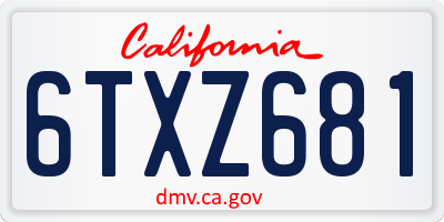 CA license plate 6TXZ681