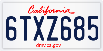 CA license plate 6TXZ685