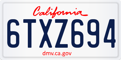 CA license plate 6TXZ694