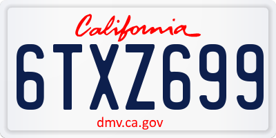 CA license plate 6TXZ699