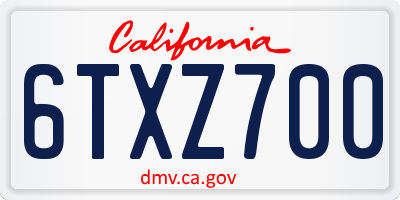 CA license plate 6TXZ700