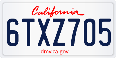 CA license plate 6TXZ705