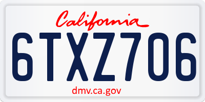 CA license plate 6TXZ706