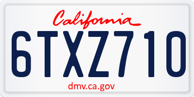 CA license plate 6TXZ710