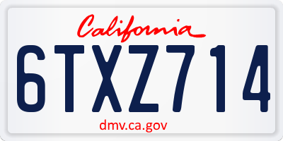 CA license plate 6TXZ714