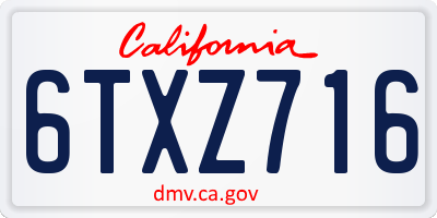 CA license plate 6TXZ716