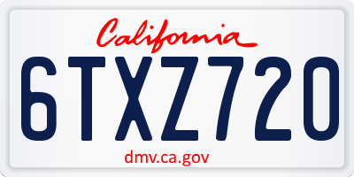 CA license plate 6TXZ720