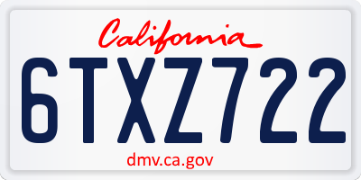 CA license plate 6TXZ722