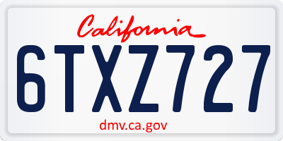 CA license plate 6TXZ727