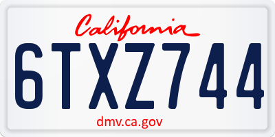 CA license plate 6TXZ744
