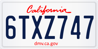 CA license plate 6TXZ747