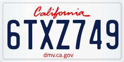 CA license plate 6TXZ749