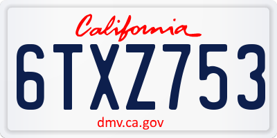 CA license plate 6TXZ753