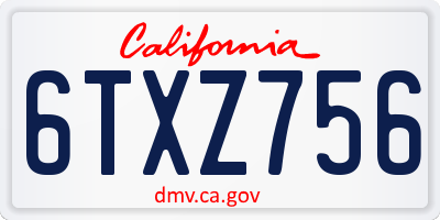 CA license plate 6TXZ756