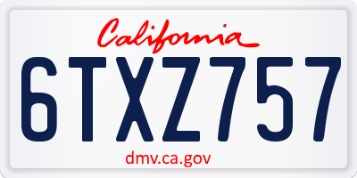 CA license plate 6TXZ757