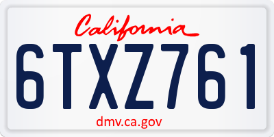 CA license plate 6TXZ761