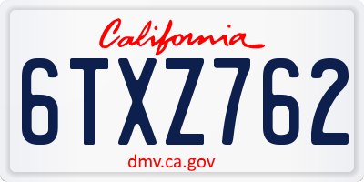 CA license plate 6TXZ762