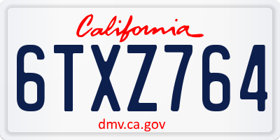 CA license plate 6TXZ764