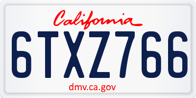 CA license plate 6TXZ766