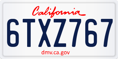 CA license plate 6TXZ767