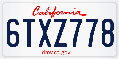 CA license plate 6TXZ778